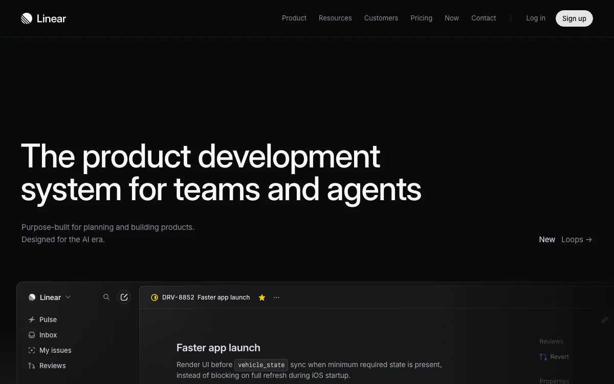 Linear official website, shown as an external design reference